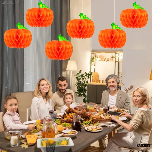 Vista 6 de KatchOn Centros de mesa de calabaza de 10 pulgadas, paquete de 6 2-Naranja