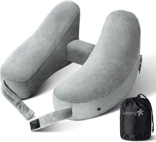 Vista 6 de Sunany Almohada cervical de viaje para almohada de avión que soporta cómodamente la cabeza, el cuello y la barbilla, almohada de viaje inflable