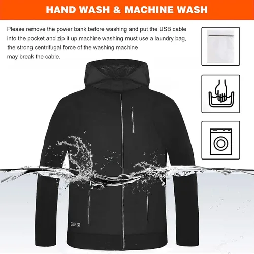 Vista 6 de Pinuotu Chaleco calefactado para hombres y mujeres, chaqueta térmica recargable por USB, calentador de cuerpo eléctrico, sin batería