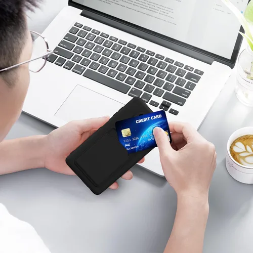 Vista 4 de kwmobile Funda compatible con Xiaomi Poco X3 NFC/Poco X3 Pro - Funda de TPU con tarjetero de crédito - Negro mate