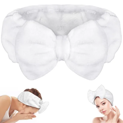 Vista 22 de Shintop Diadema de Spa, Diadema de Maquillaje de Vellón Coral Suave con Lindo Lazo, Banda Elástica para el Cabello para Lavar la Cara, Cuidado