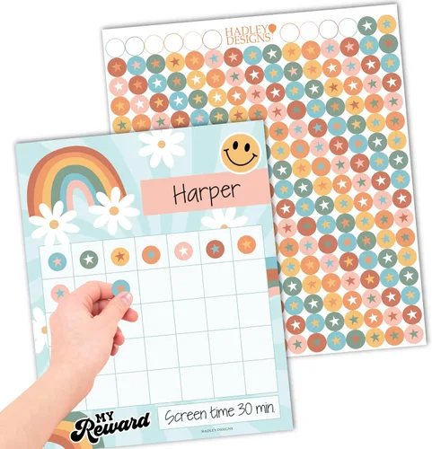 Vista 13 de Hadley Designs Tabla de calcomanías para el comportamiento de los niños en casa - Tabla de recompensas de calcomanías para niños, gráficos