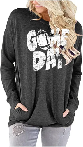 Vista 2 de Camiseta de fútbol para mujer, bonita camiseta de fútbol americano, camiseta de manga larga