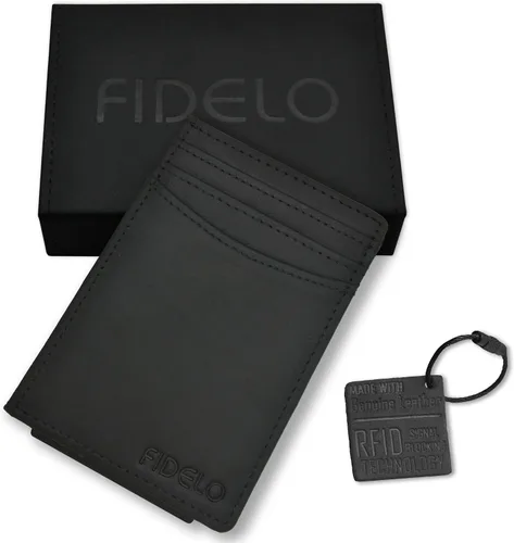 Vista 6 de Fidelo Minimalist Wallet for Men Slim Credit Card Holder Money Clip RFID Blocking Front Pocket Mens Wallets