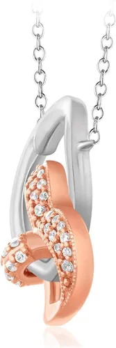 Vista 2 de Collar con colgante de corazón de oro rosa y blanco de 10 quilates ideal para cumpleaños día de la amistad aniversario