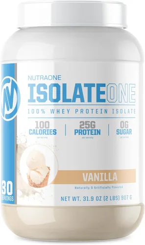 Vista 8 de NutraOne IsolateOne Whey Isolate Proteína en polvo 100% puro aislado de suero en polvo (mantequilla de maní de chocolate - 29 porciones)