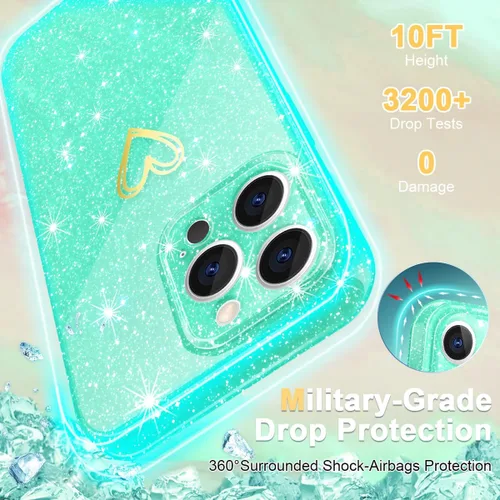 Vista 3 de Funda para iPhone 12 Pro Max, [purpurina transparente] [nunca amarilla] fundas de teléfono a prueba de golpes, funda protectora de silicona suave