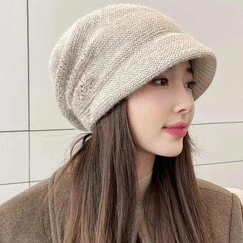 Vista 5 de Gorro de punto holgado con visera Bill Fancy Chemo Cap Winter Baggy Hats Women