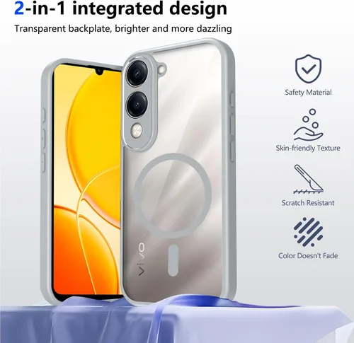 Vista 256 de Funda magnética transparente compatible con Xiaomi 17T, color negro 2 en 1 PC + TPU cubierta de teléfono a prueba de golpes, carcasa protectora