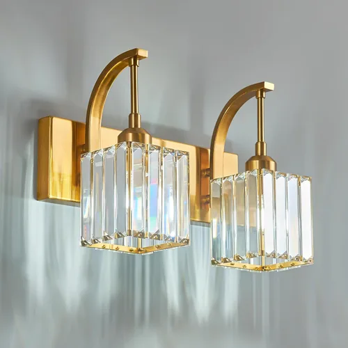 Vista 53 de Luces de tocador de cristal de 3 luces negras para tocador de baño, modernas lámparas de baño de cristal sobre espejo de 23.62 pulgadas de largo