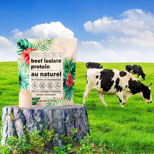 Vista 2 de Santa Cruz Paleo, Polvo de Proteína Aislada de Ternera, Au Naturel, Rico en Péptidos de Colágeno para Batidos de Proteína o Licúados, Sin Gluten