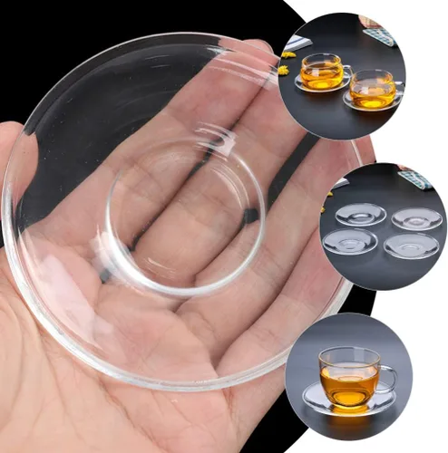 Vista 6 de Housoutil Plato de té de vidrio Platos de café Platillos de placa de vidrio transparente: 2 piezas de soporte de bolsa de té Decoración de mesa