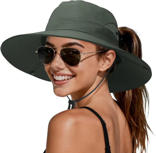 Vista 15 de PFFY Sun Beach Hats for Women Men UV Protection Wide Brim Foldable Fishing Sun Bucket Hat Outdoor Essentials
