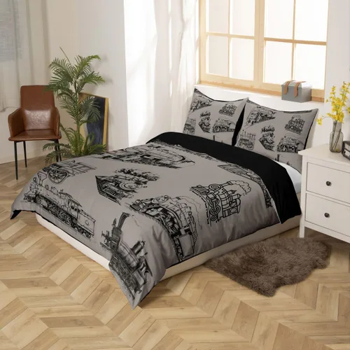 Vista 47 de Feelyou Race Car Duvet Cover Twin Size Boys Girls Speed Sports Car Bedding Set Breathable Soft Racing Comforter Cover 2Pcs Black White Checked Azure