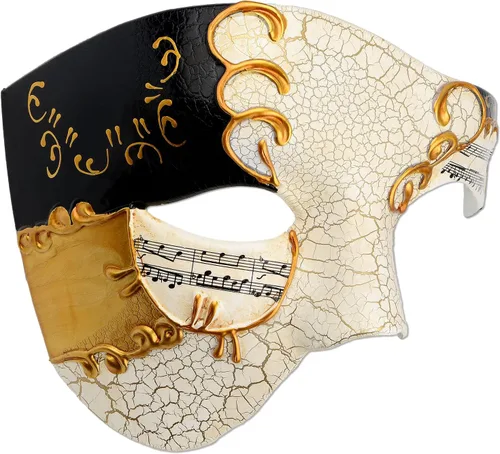 Vista 15 de Hoshin - Máscara para baile de máscaras, decoraciones de Mardi Gras de media cara, máscaras venecianas para hombre Negro