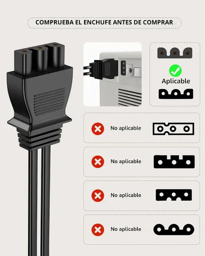 Vista 3 de Cable de alimentación de pedal de repuesto para máquina de coser Singer, enchufe de forma D compatible con Singer 4452 4432 4423 4411 5554 5532 5523