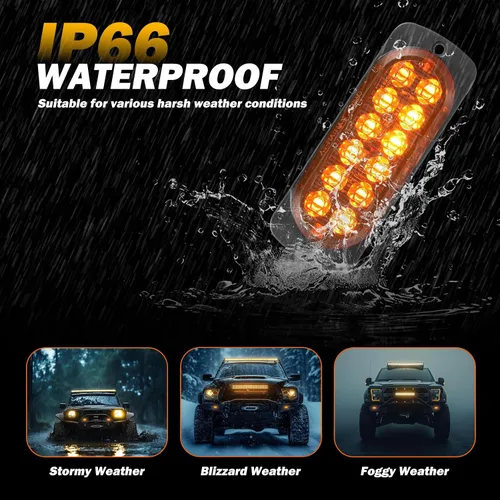 Vista 6 de Paquete de 2 luces LED ámbar de aluminio para remolque, señal de giro, freno de estacionamiento, luces de montaje en superficie impermeables