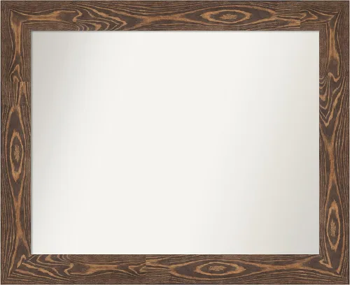 Vista 44 de Amanti Art Espejo de baño marrón para sobre fregadero, 26 x 26 pulgadas, espejo de tocador cuadrado marrón rústico Alexandria, marco de madera