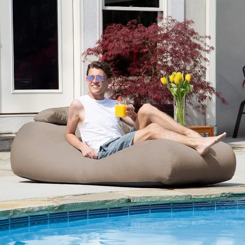 Vista 9 de Arlo - Puf para exteriores, tumbona reclinable para piscina y patio, lino Linaza