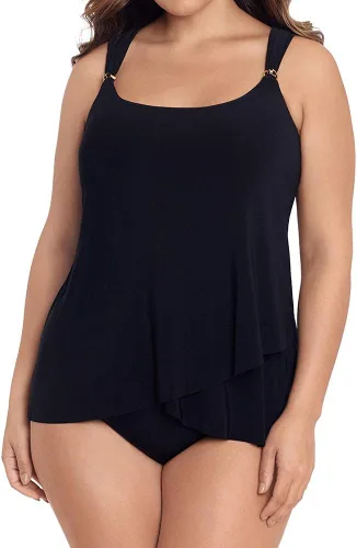 Vista 3 de Miraclesuit Traje de baño para mujer, talla grande, brasier con aros Razzle Dazzle, tankini, Negro