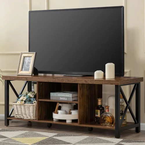 Vista 14 de GAZHOME Soporte de TV para TV de hasta 55 pulgadas, mueble de TV con almacenamiento abierto, unidad de consola de TV con estantería para sala
