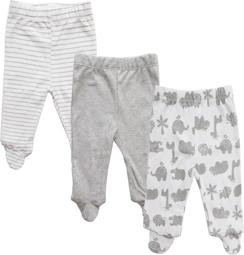 Vista 10 de Spasilk Paquete de 3 pantalones de algodón de poner con pies para bebés niños Selva verde