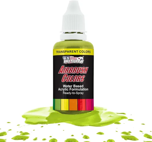 Vista 21 de U.S. Art Supply Pintura acrílica transparente Chartruesse para aerógrafo, 8 onzas, lista para rociar, pintura con pincel de aire para uñas, modelos