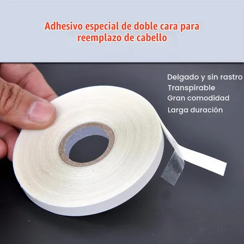 Vista 3 de 5/16"(0.8cm)*12 yardas Cinta para extensiones de cabello con cinta adhesiva de doble cara para extensiones de cabello (blanco)