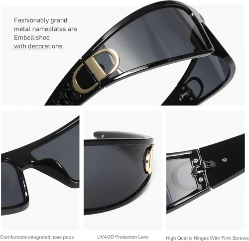 Vista 6 de KENBO Y2K Sunglasses Wrap Around Futuristic Sunglasses for Women Men Fashion Sport Shades Sun Glasses UV400