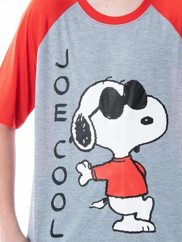 Vista 3 de INTIMO Peanuts Joe Cool Snoopy - Pijama de manga corta y pantalones cortos, conjunto de 2 piezas para niños