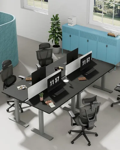 Vista 7 de FLEXISPOT EN1 Escritorio eléctrico de pie de una pieza de 55 x 28 pulgadas, mesa de pie para computadora de oficina en casa, escritorio ajustable