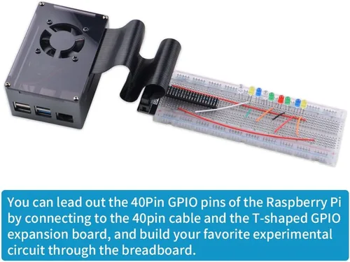 Vista 6 de GeeekPi Funda para Raspberry Pi 4, Pi 4 de aluminio con ventilador, disipador de calor Pi 4 para Raspberry Pi 4 Modelo B, carcasa alta compatible
