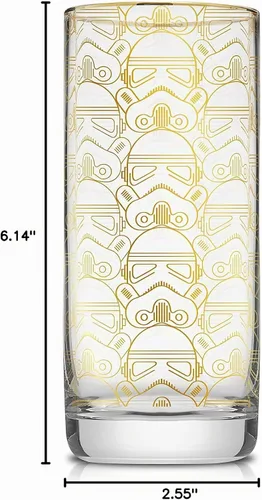 Vista 10 de JoyJolt Star Wars Glassware. Juego de 4 vasos altos 'Deco', vasos de Star Wars de 13.5 onzas. Vaso alto Highball con Darth Vader en una copa