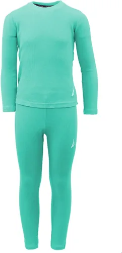 Vista 2 de Nautica Conjunto de ropa interior térmica de 2 piezas para niña, camisa y pantalones de capa base de punto gofre, largo