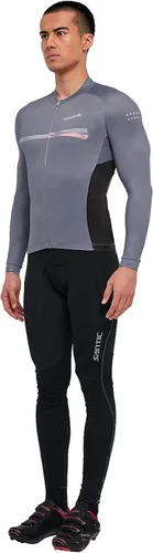 Vista 76 de Santic - Camiseta de ciclismo para hombre, manga larga, reflejante, cremallera completa, con bolsillos