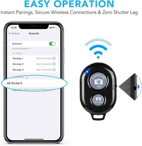Vista 6 de Paquete de 2 unidades de control remoto inalámbrico para cámaras - Control remoto inalámbrico para teléfonos iPhone y Android, iPad, iPod, tableta