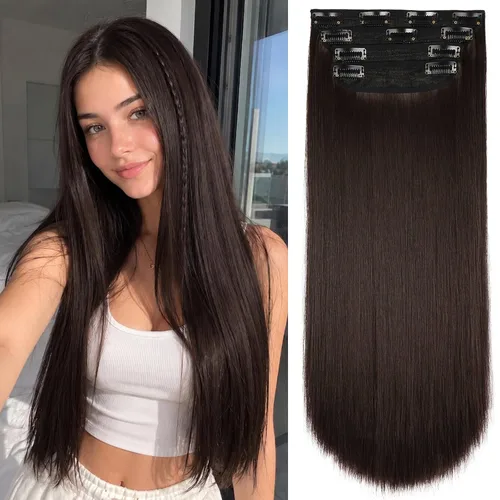 Vista 8 de Extensiones de cabello lacio con clip, suaves y gruesas (20 pulgadas, 4 unidades, 16H613#)