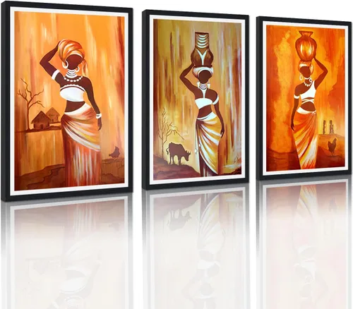 Vista 30 de MAMAGO Lienzo decorativo para pared, pintura de belleza dorada y negra, fotos de mujeres africanas, hermosos pósteres de mujer negra, impresiones