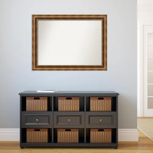 Vista 243 de Amanti Art Espejo de pared personalizado no biselado (25 x 25 pulgadas), marco de bronce acentuado, varios tamaños personalizados, espejo de baño