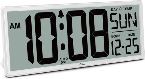 Vista 9 de WallarGe Reloj de pared digital grande de 14.5 pulgadas, funciona con pilas, con números gigantes, temperatura y fecha, fácil de leer y configurar