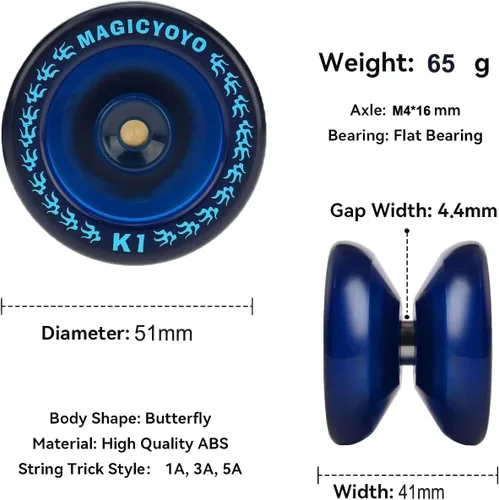 Vista 4 de MAGICYOYO K1 Yoyo Yoyo profesional sensible para niños, adolescentes y adultos, trucos de giro de dedos, yoyos para principiantes a avanzados