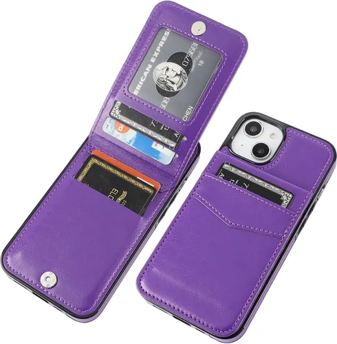 Vista 11 de KIHUWEY Compatible con iPhone 14 Funda Cartera con Soporte para Tarjeta de Crédito, Flip Cuero Premium Cierre Magnético Soporte Funda Protectora