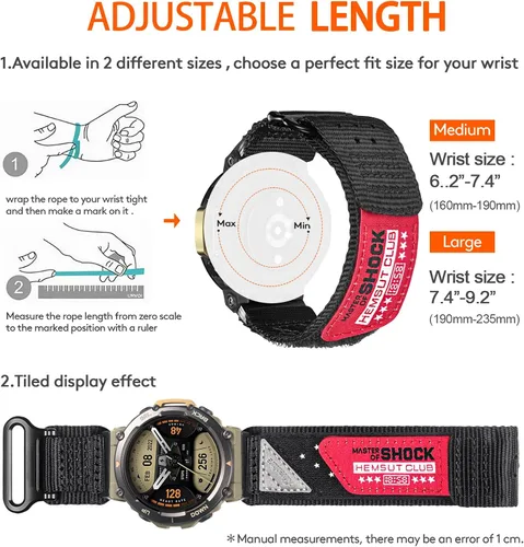Vista 4 de Watch Bands Compatible with Amazfit T-Rex 2, Millitary Nylon Strap With Hook and Loop Design and Tools included