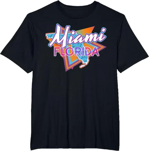 Vista 38 de Camiseta retro vintage de Miami Florida, Negro, S