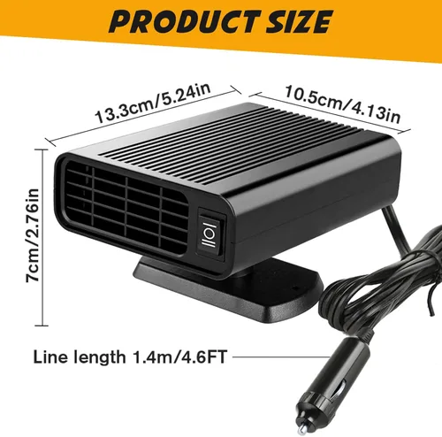 Vista 2 de Calentador de coche de 12 V, desempañador de descongelación de calentamiento rápido de 150 W que se conecta al encendedor de cigarrillos, calentador