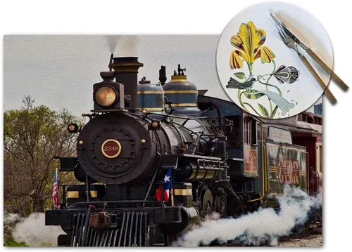 Vista 3 de Juego de 4 manteles individuales de tren de vapor, vintage, resistentes al calor, antideslizantes, 18 x 12 pulgadas Pm-002