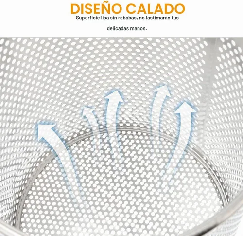 Vista 9 de Angoily Colador de pasta de malla de 1 galón de acero inoxidable de 6.5 pulgadas de profundidad, colador de olla caliente con mango de madera, 3.7 L