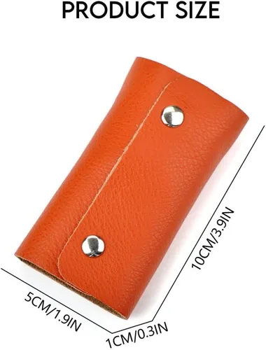 Vista 4 de Funda de cuero para llaves para mujeres y hombres con hebilla para llavero (negro)