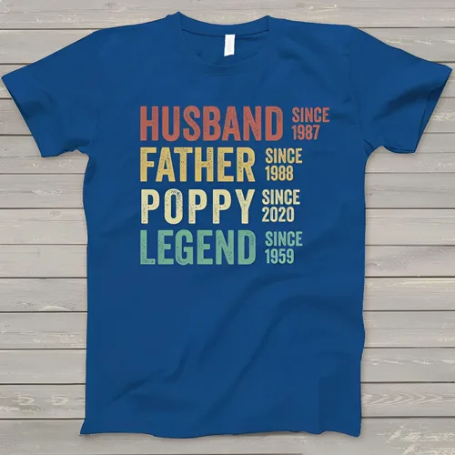 Vista 3 de Camiseta personalizada para hombre, diseño de leyenda de esposo, padre, amapola para el día del padre, camiseta para mujer, sudadera unisex 2D