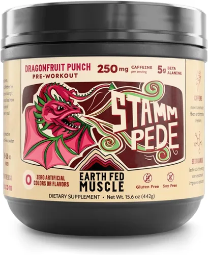 Vista 9 de Earth Fed Muscle Stampede sin estimulantes antes del entrenamiento, cereza agria, estimulante y sin cafeína, aumenta la energía, la resistencia